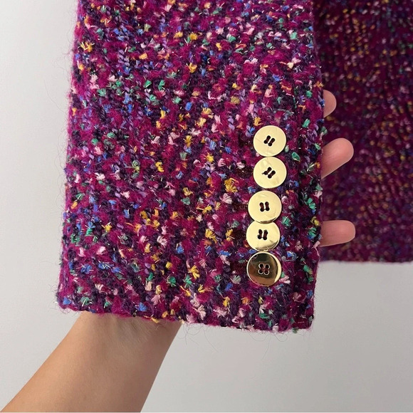 VERONICA BEARD | Crispin Multi Purple Magenta Tweed Oversized Coat Size 8 - Picture 13 of 17